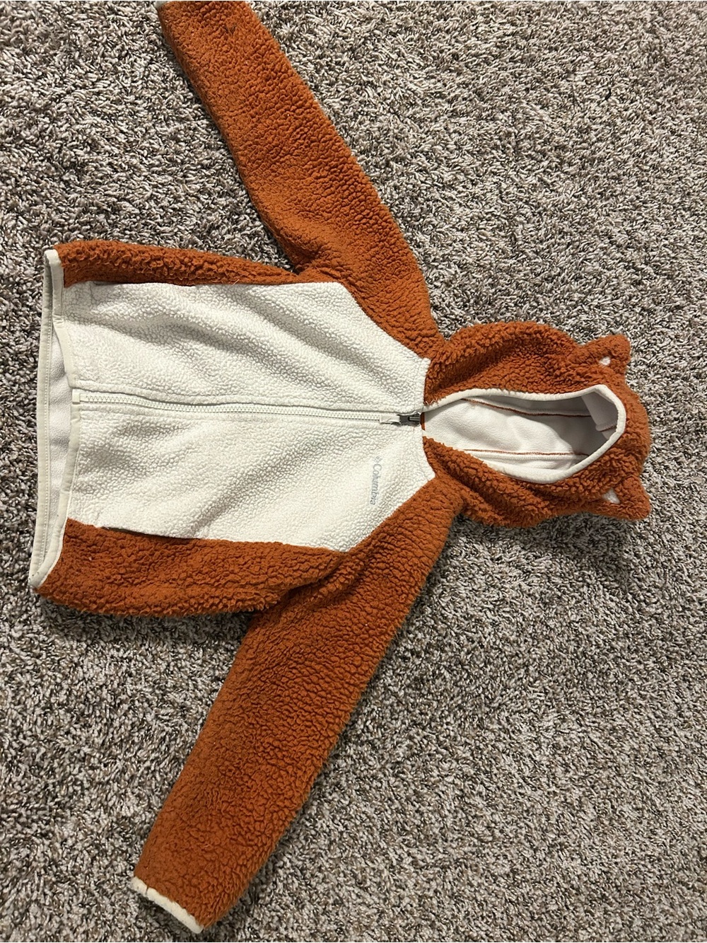 Columbia Kids Sherpa Zip Hoodie in Rust and Cream